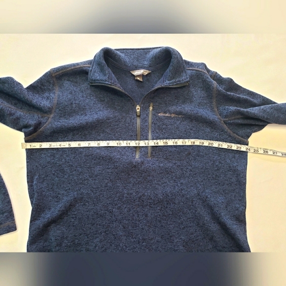 Men's Large Tall Knit Pullover 1/2 Zip Convertor Eddie Bauer Heathered Blue - Picture 5 of 6